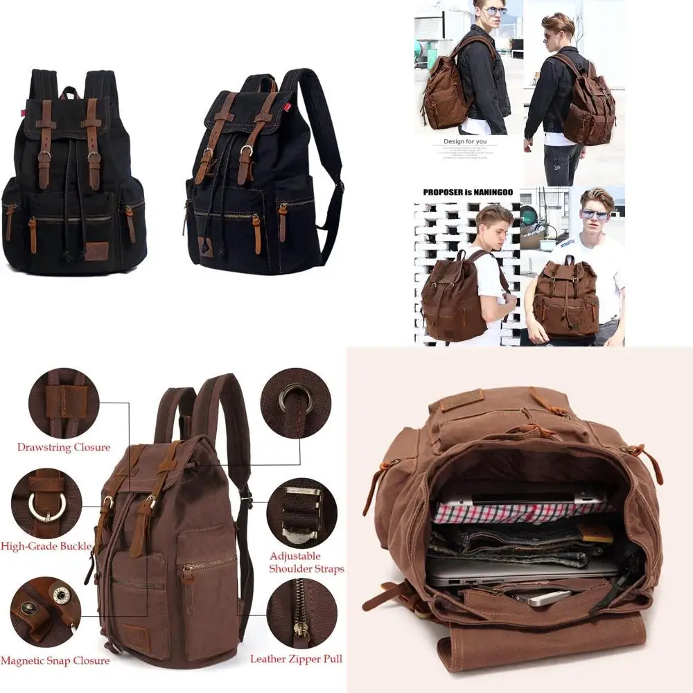 

Vintage Unisex 17 Laptop Backpack - Casual Daypack for School, College, Hiking & Travel in Black