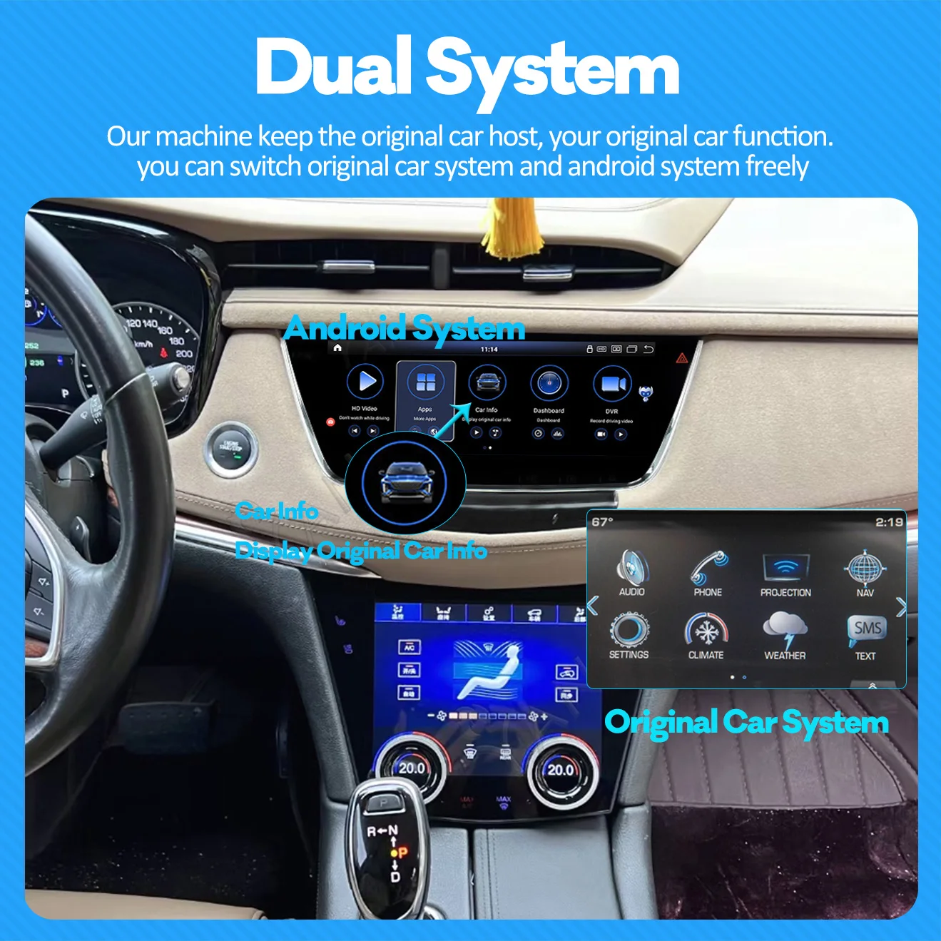 2 Din Android Car Radio For Cadillac XT5 XT6 2016-2023 Auto Stereo Multimedia Player GPS Navigation Wireless Carplay Head Unit