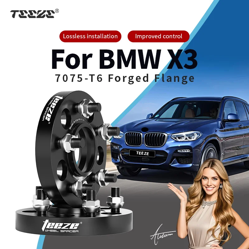 

Teeze 2pcs 5x112 66.6/5x120 72.614x1.25 Hub Centric Black Forged wheel spacer For 2010-2025 BMW X3 F25/G01/F45 15/20/25/30/35mm