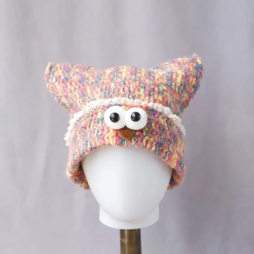 

New cute Crochet Korean Handmade Bucket Hat Women Weaving Knitted Hat Y2k Fashion Flowers Autumn Winter Beanies Basin Cap