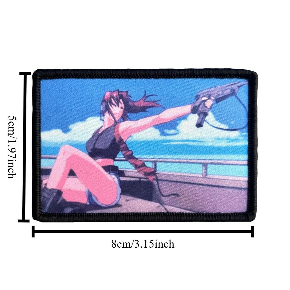 Parche moral táctico anime chica pistola – Velcro militar - imagen 3