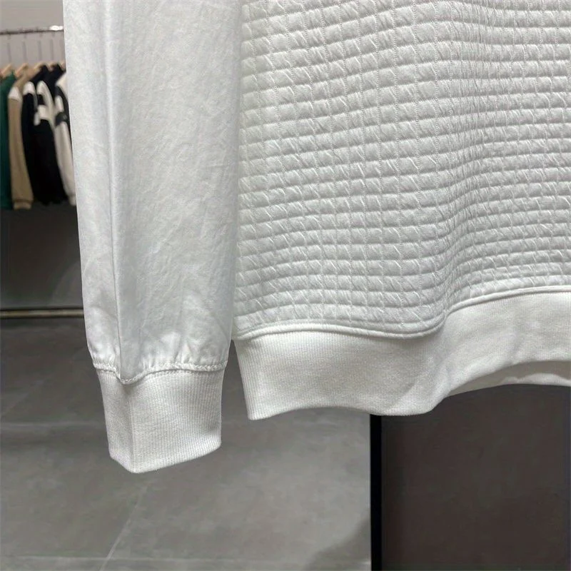 الهراء متماسكة البلوز الرجال عارضة طويلة الأكمام جولة الرقبة السترة #6