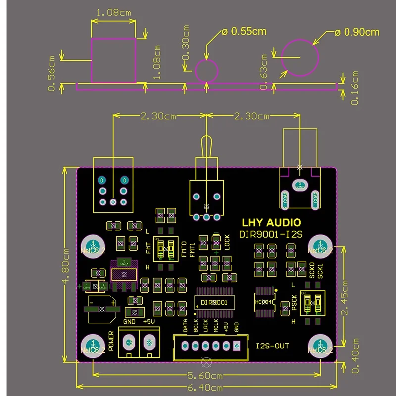 DIR9001 module coaxial fiber optic receiving SPDIF to I2S output 24bit 96khz