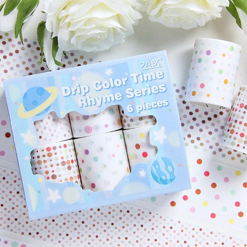 1packs/LOT Dripping color rhyme series cute lovely retro decorative adhesive paper masking washi tape