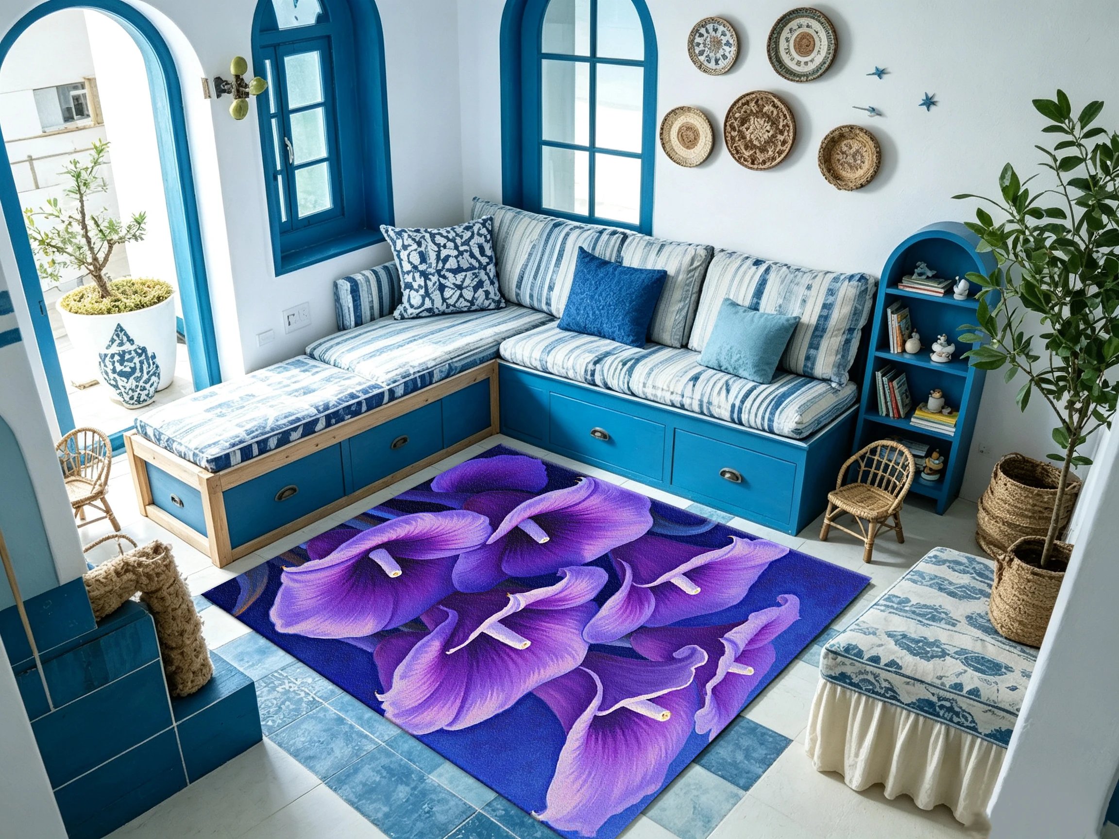 Artistic Purple Calla Lily Print Carpet Decoration Home Floor Carpet Bedroom Living Room Home Decorations