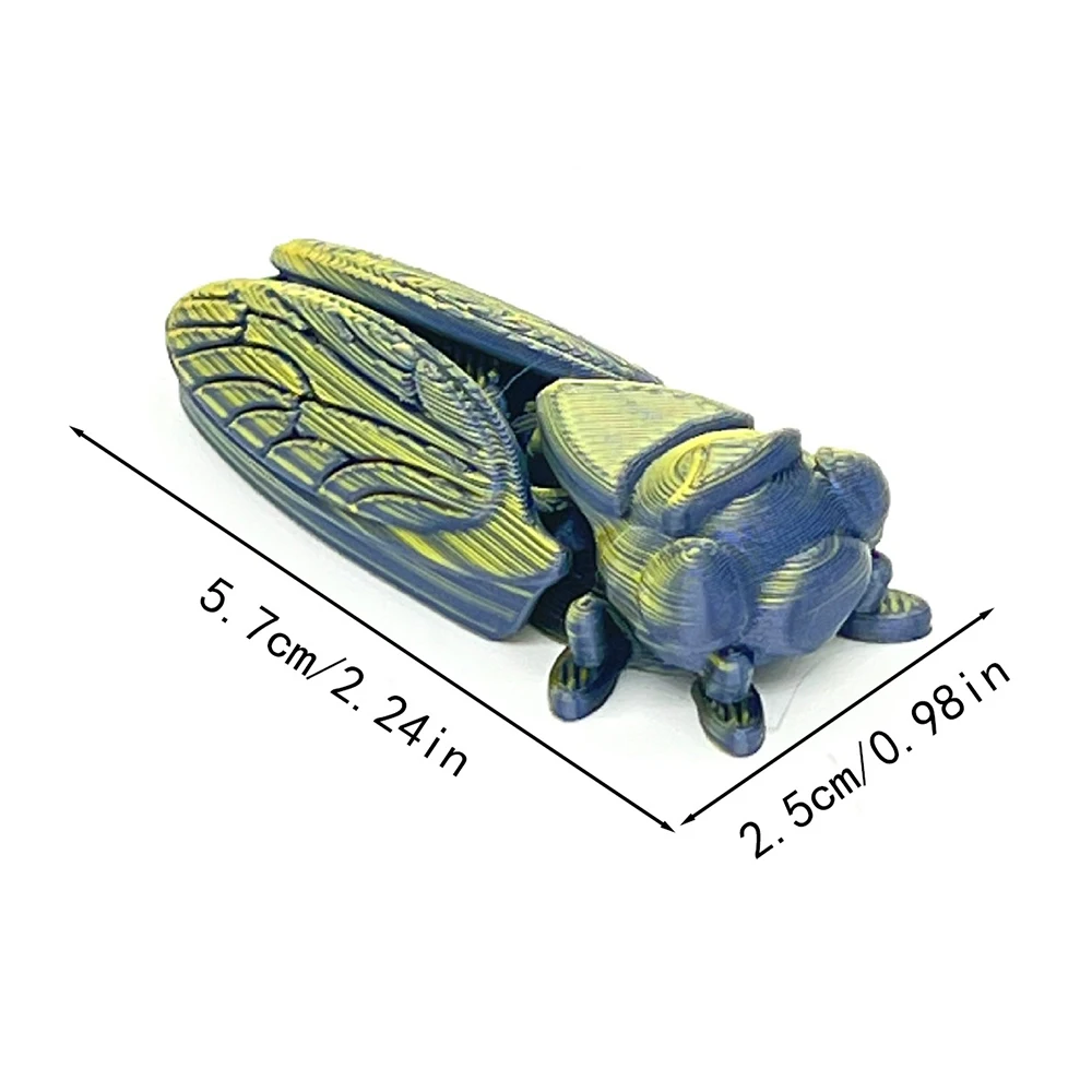 3D 인쇄 곤충 장난감 모델, 매미 다관절 이동식 동물 피규어 장식, 데스크탑 노벨티 생체 공학 장난감, 어린이 선물