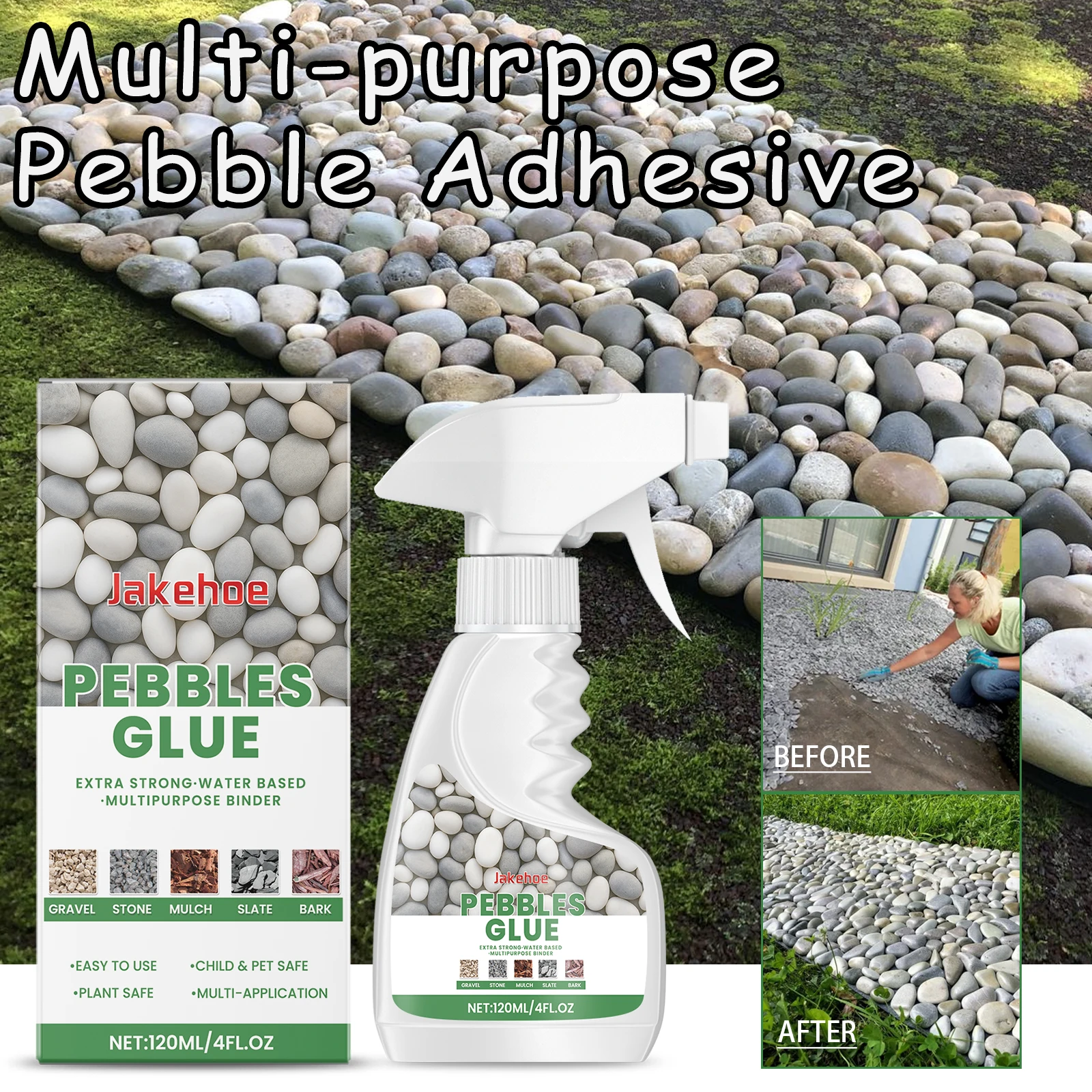 

Pebble Stone Binder Adhesive For Garden Path Driveway Landscaping Gravel Rocks Bonding Waterproof Anti-Freeze Outdoor Fix