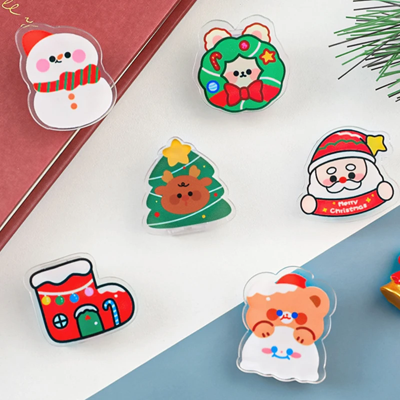 Cute Acrylic Christmas Tree Santa Claus Clip Snack Sealing Clip Office School Stationery Photo Decorative Supplies Stationery