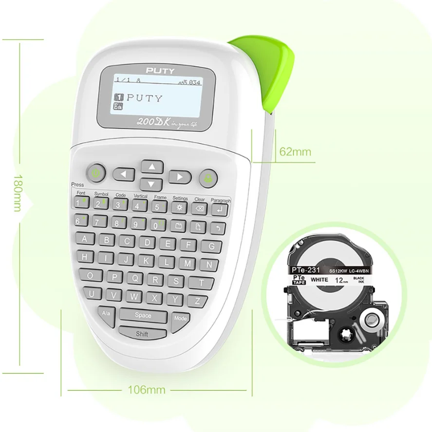 

Handheld Portable Mobile Printer Desktop Thermal Transfer Barcode Label Printer Compatible for EPS/KJM Tapes