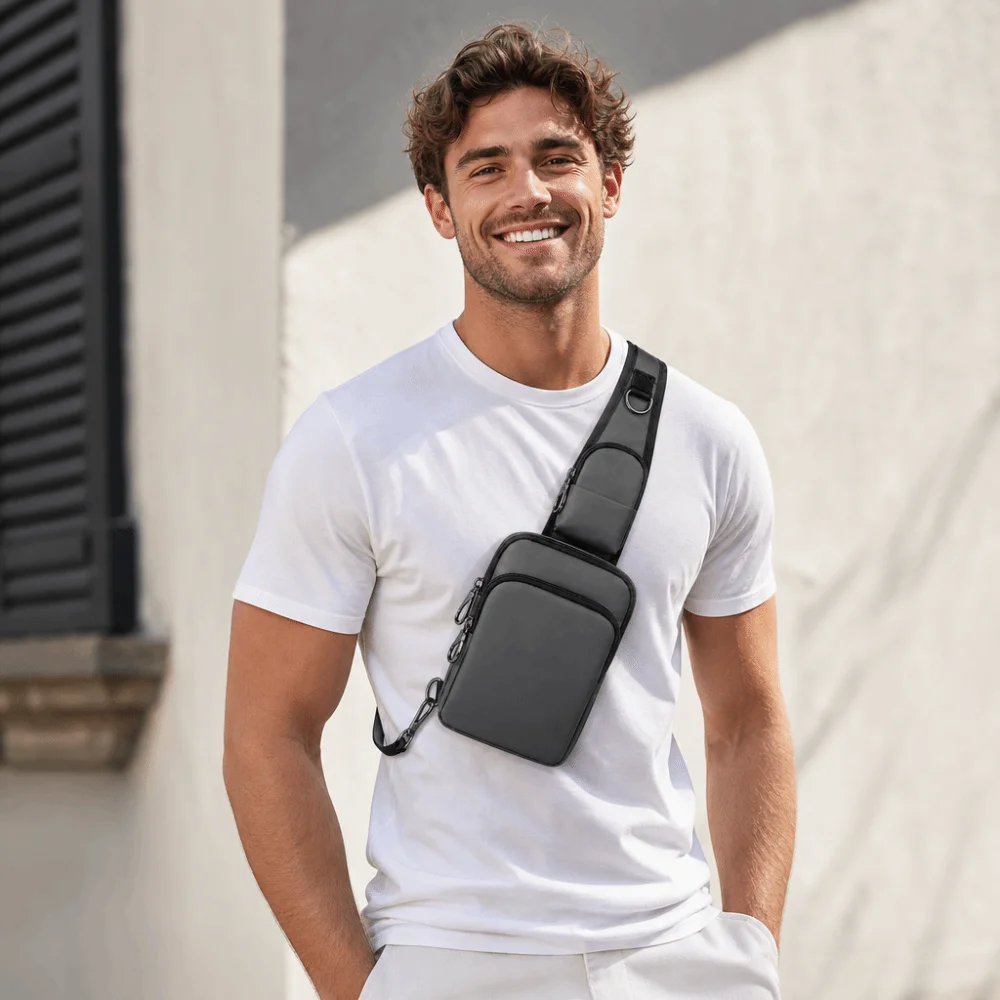 Fashion RFID Blocking Chest Bag Anti-Theft Lightweight Anti-Theft Sling Bag Multi-pocket Casual Messenger Bag Street Sports