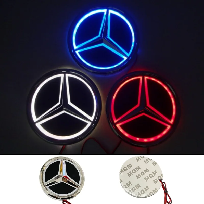 

1pcs 9.5cm ABS LED Light Car Badge Rear Trunk Emblem Accessories for Mercedes Benz S350 S300L S A B C E Class GLA GLK