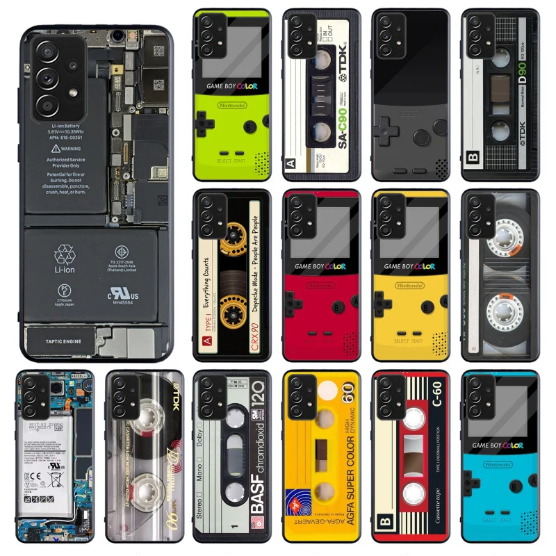 Cassette Tape Battery Game Boy Case for Samsung Galaxy A15 A35 A55 A52 A53 A54 A33 A34 A25 A05S A16 A14 A05 A13 M15 M55 M35