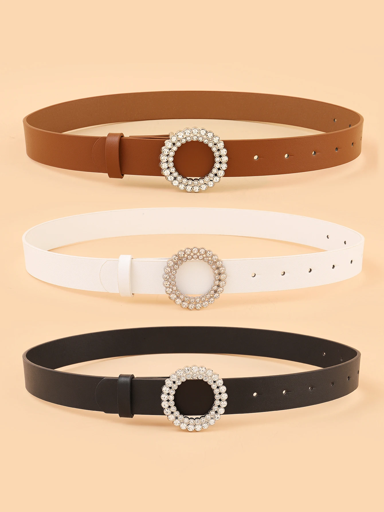 قطعة واحدة من حزام جينز نسائي مستدير من حجر الراين عالي الجودة مزين بفستان جينز من البولي يوريثان مناسب لجميع المواسم العالمي