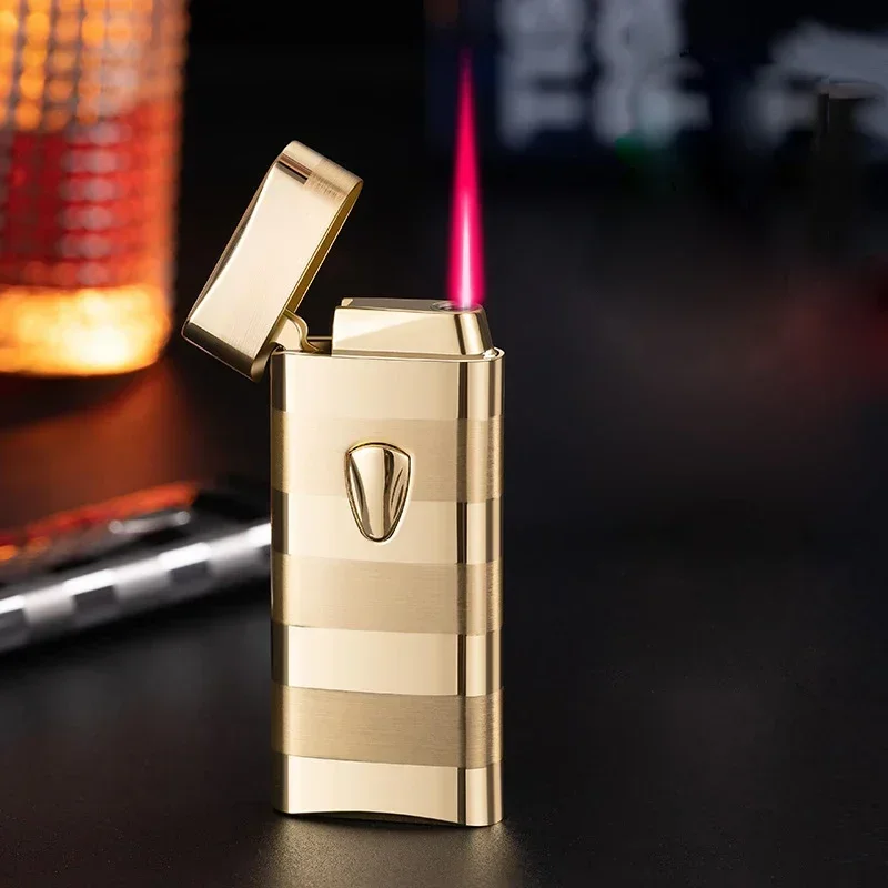 Windproof Red Flame Jet Lighters Electronic Induction Battery Lighters Butane Gas Cigarette Lighters Smoking Accessories Gifts