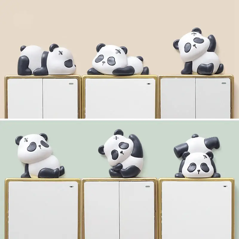 Cute Resin Panda Switch Sticker Miniatures Light Socket On-off Protective 3D Wall Stickers Bedroom Ornament Home Decoration