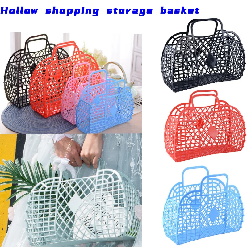 Hot  Women Summer Jelly Bag Portable Vegetable Basket Hollow Jelly Bag Girl Large Capacity Holiday Handbag Jelly Beach Tote Bags