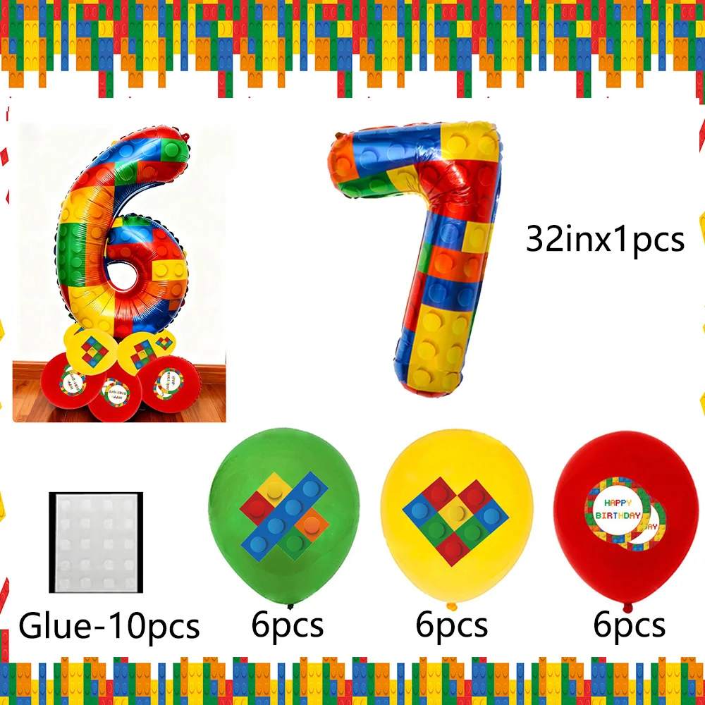 20 Stück Baustein Geburtstagsdekoration Ballon Set 32 ​ ​ Zoll Zahlen Zahlen Kinder Geburtstagsgeschenke Babyparty Partyzubehör – Detail 8