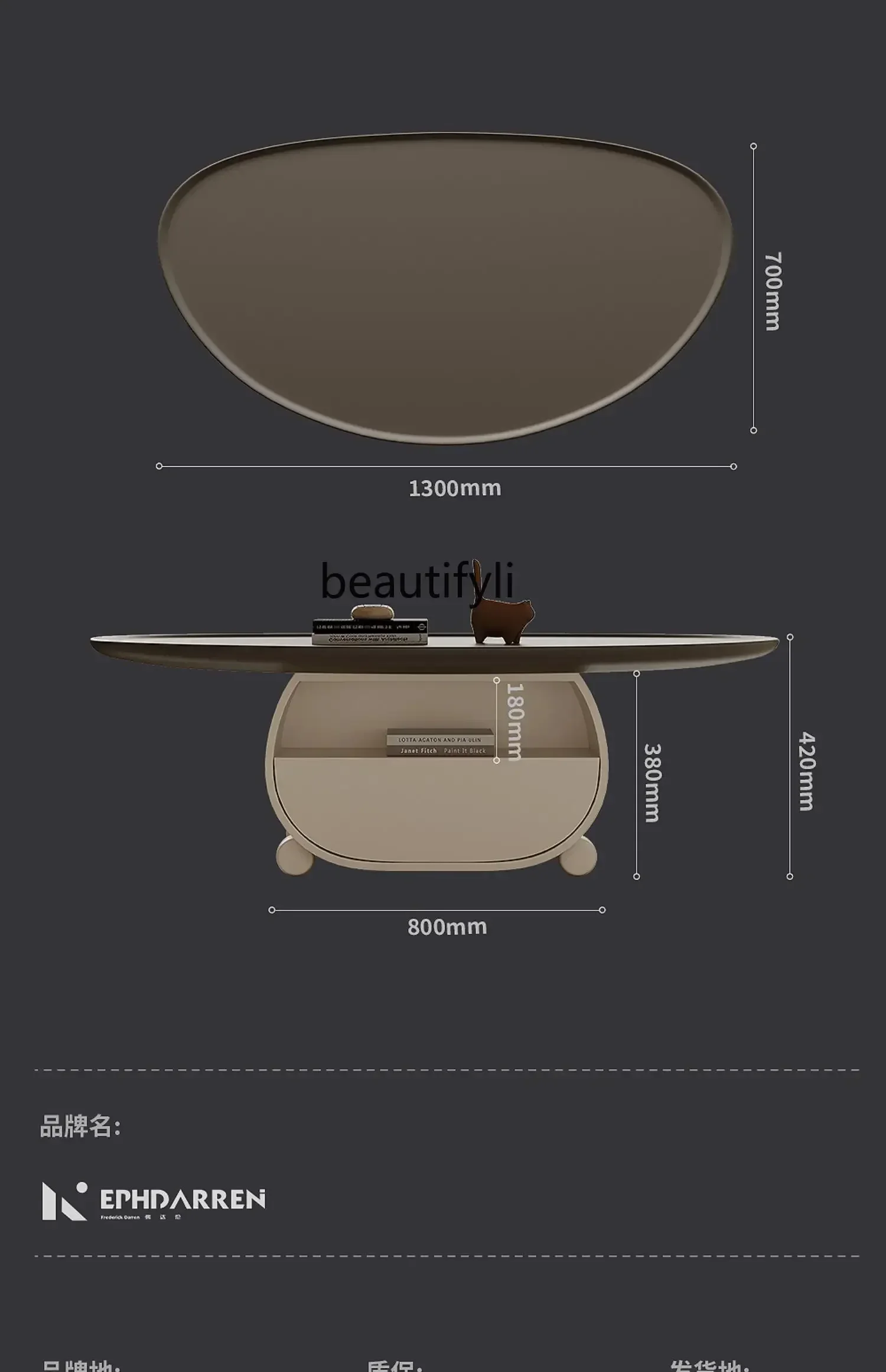 yj9 Cream style designer oval coffee table living room household small apartment creative high sense