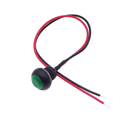 Imagen 2 del producto 5/20/100 Uds 12mm interruptor de botón momentáneo ON OFF PBS-33B Mini interruptor redondo de reinicio automático con cable 2Pin 1A DC12V