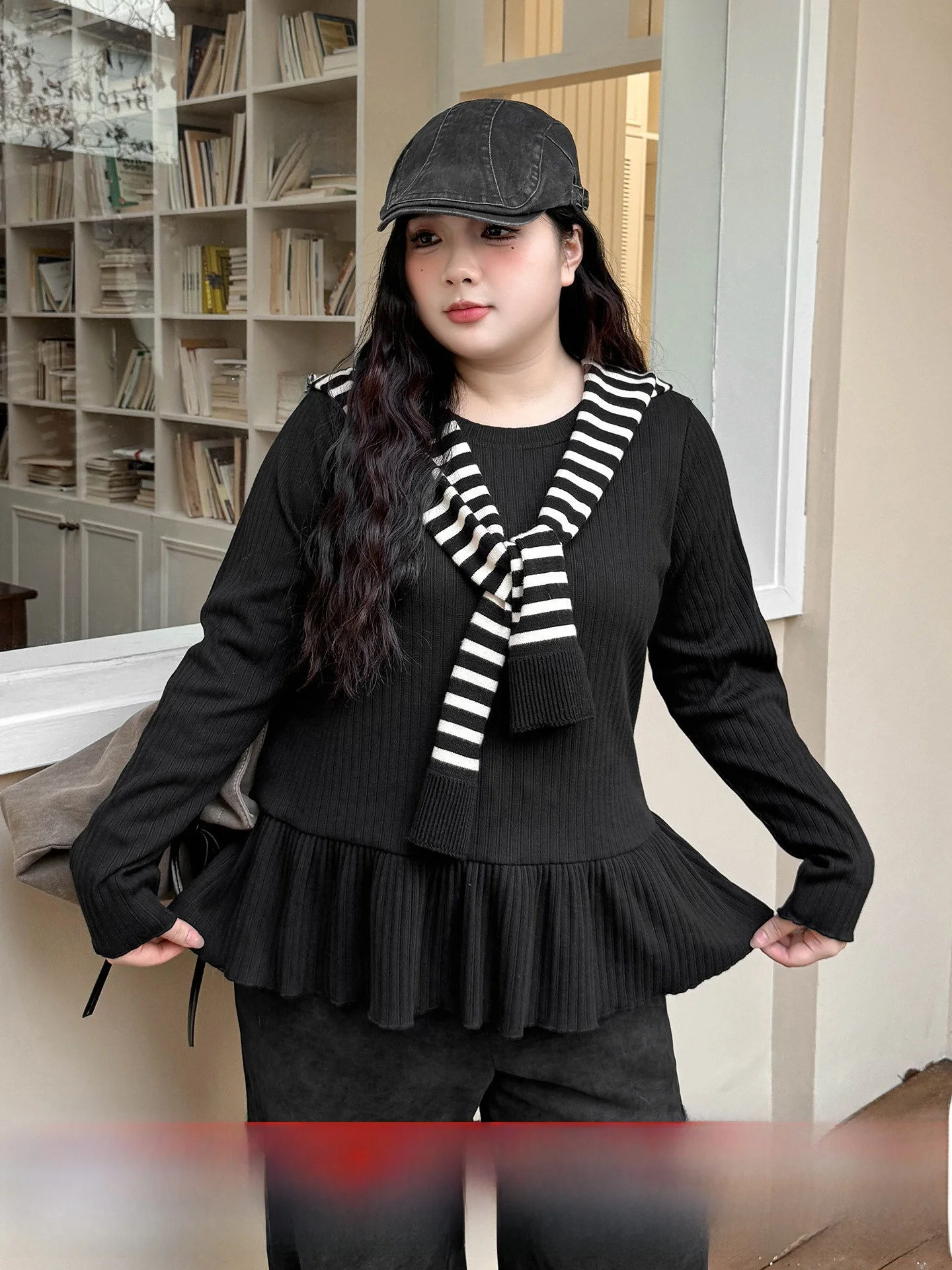 

Женская трикотажная круглая футболка больших размеров, внутренняя одежда, базовый слой, верхняя одежда для похудения, осень-зима, повседневная одежда