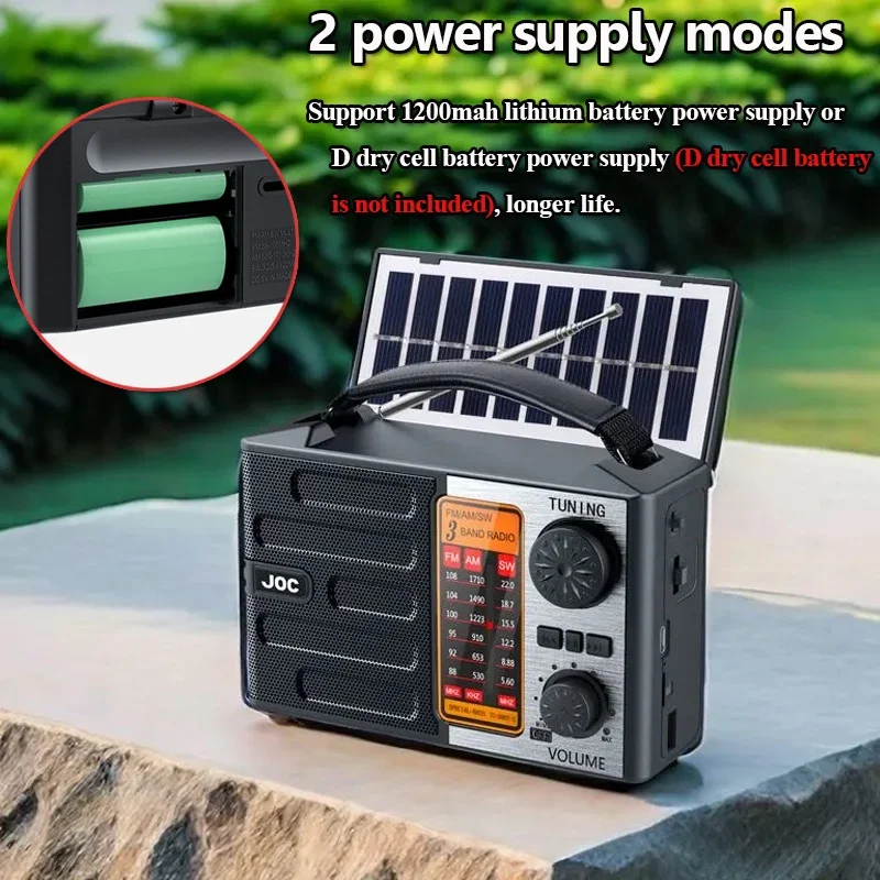 Altoparlante Bluetooth wireless portatile Torcia a LED Radio FM AM SW Ricarica solare Radio di emergenza Banda intera ad alta sensibilità