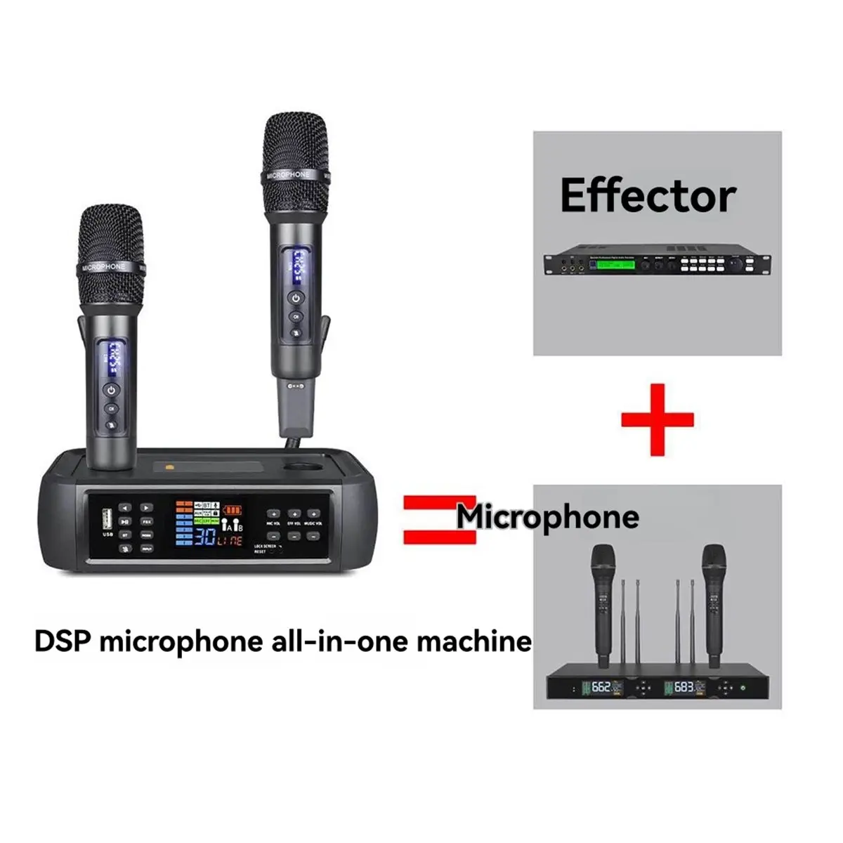ميكروفون D801Electric Portable DSP AntiWhistling Reverb بلوتوث لاسلكي للغناء المنزلي ميكروفون KTV (الولايات المتحدة) #6
