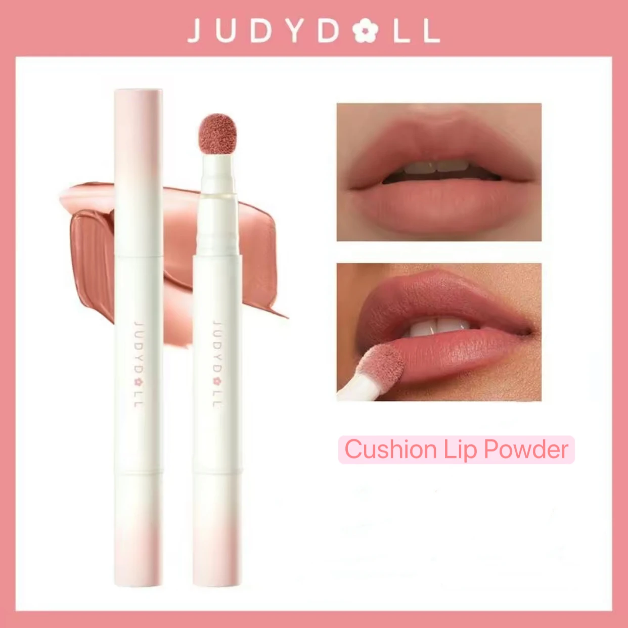 Judydoll Cushion Lip Powder Cream Glaze Matte Lip Clay Smooth Lipstick Longlasting Waterproof Red  Brick Red