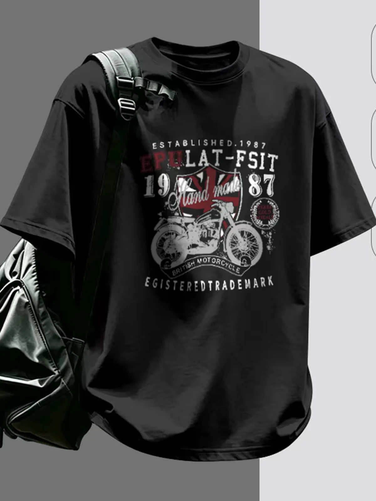 2026 New Motor Family Matching Unisex Oversized T Shirt Vintage British Motorcycle Front Print Black Streetwear Tops