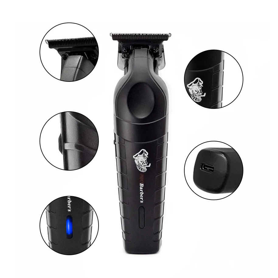 Powerful Barber Cordless Hair Trimmer 0mm Zero Gapped Carving Clipper Detailer Professional Electric Finish Cutting Machine