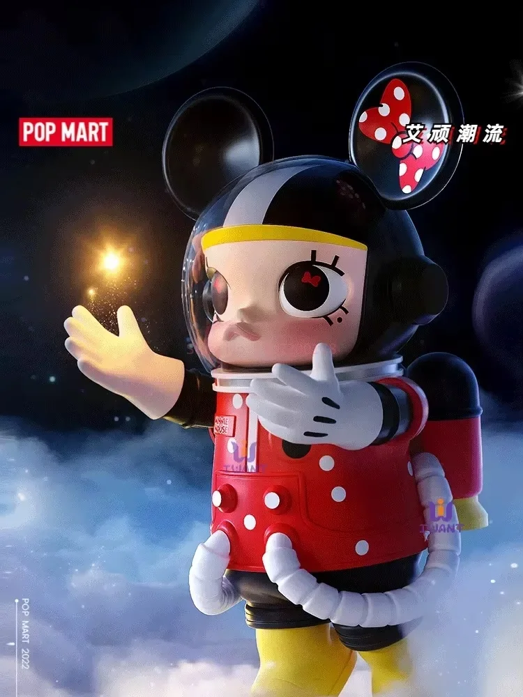 Molly X Disney tureMinnie 100% 400% Space Figure, Mega Molly Anime Action Statue, Kawaii Model, Desktop Decoration, Strengthening Gift