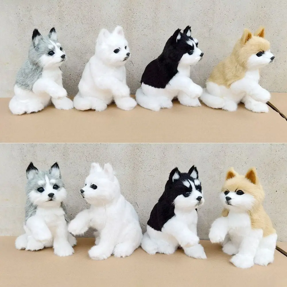 

Artificial Fur/Polyethylene Realistic Husky Dog 16CM Realistic Dog Model Ornament Husky Samoyed Akita Simulation Pet