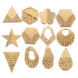 10pcs Geometry Flower Drop Heart Round Charm Connectors Stainless Steel Pendants for DIY Earring Necklace Jewelry Making