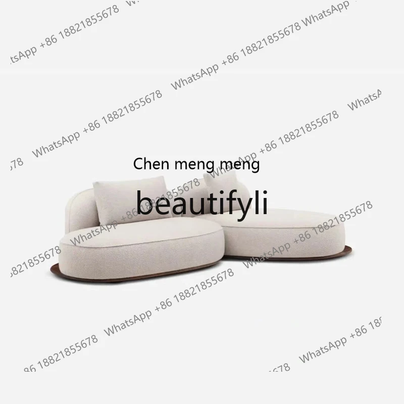 

Q178 Italian minimalist island sofa modern cream style villa large flat black walnut, fabric sofa