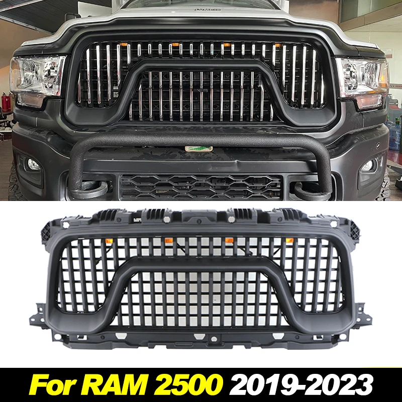 Front Grill With Led Lights RAM 2500 Bumper Grille Martin Style Auto Parts Fits For 2019-2023 Dodge RAM2500