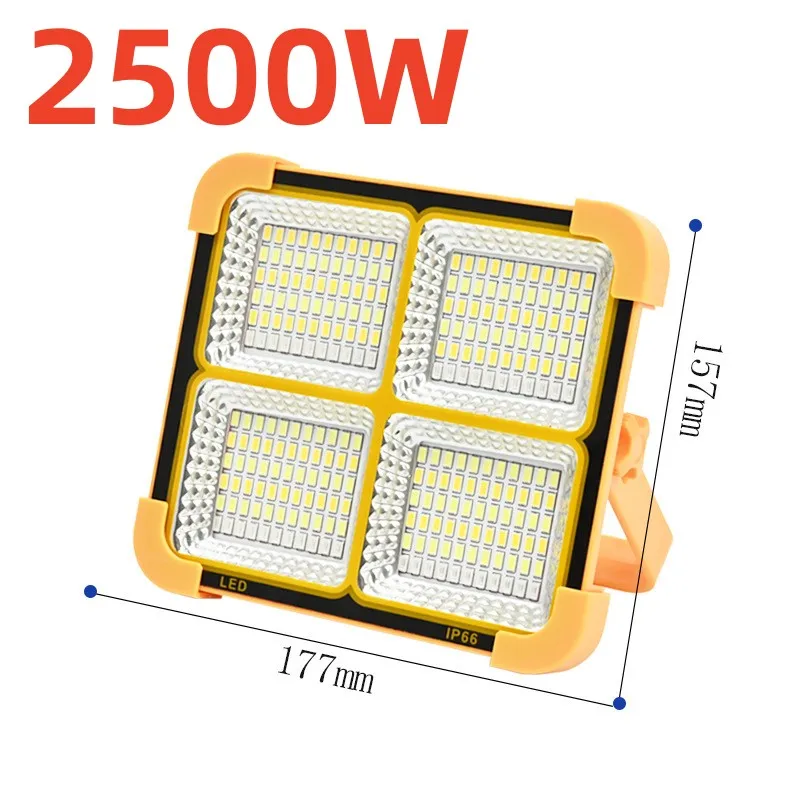 New Rechargeable Solar Floodlight Outdoor Portable LED Reflector Spotlight Rechargeable Building Construction Warning Light