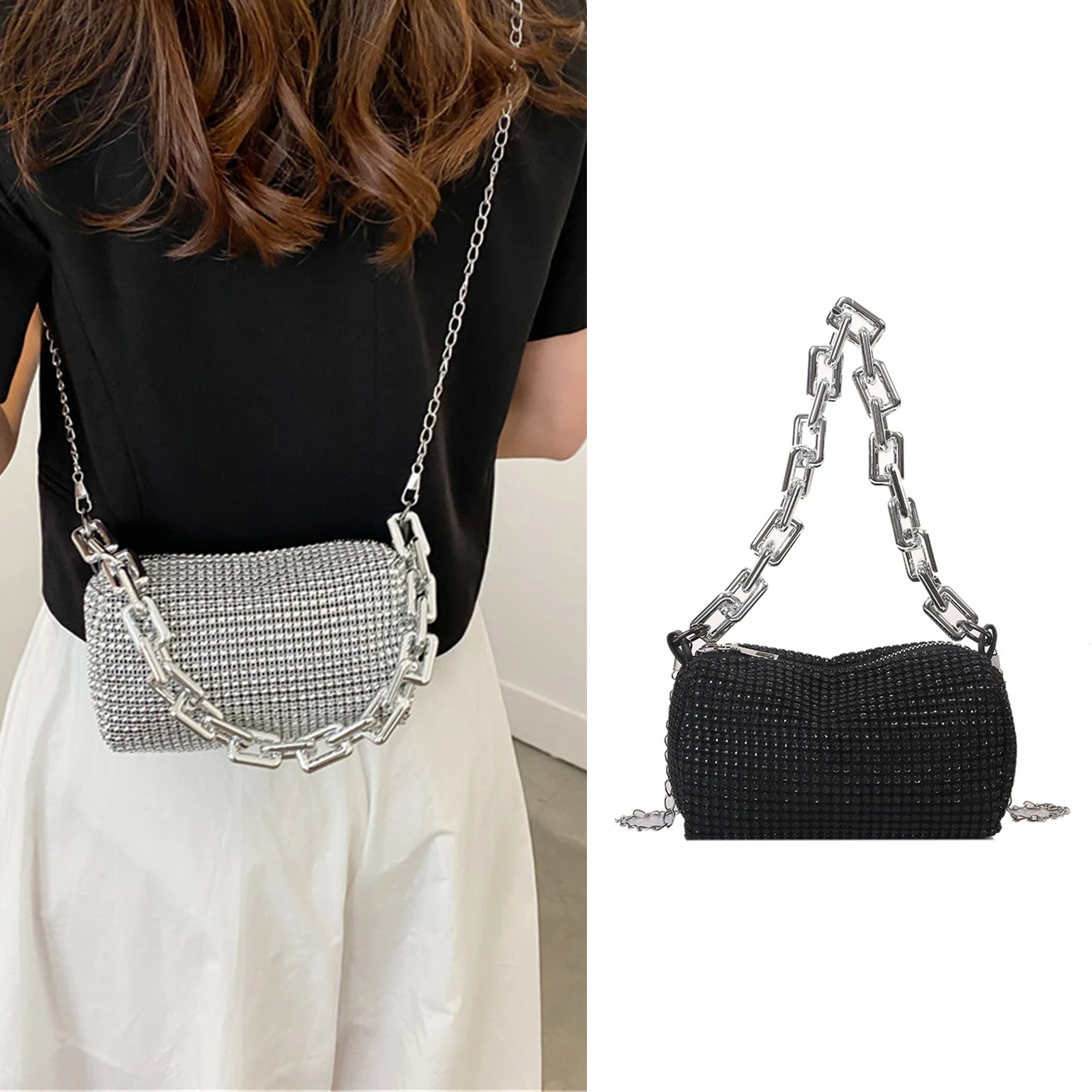 Rhinestones Shoulder Bag Diamond Underarm Bags Shiny Diamond Elegant Women Messenger Handbag Luxury Designer Bag Crossbody Bag