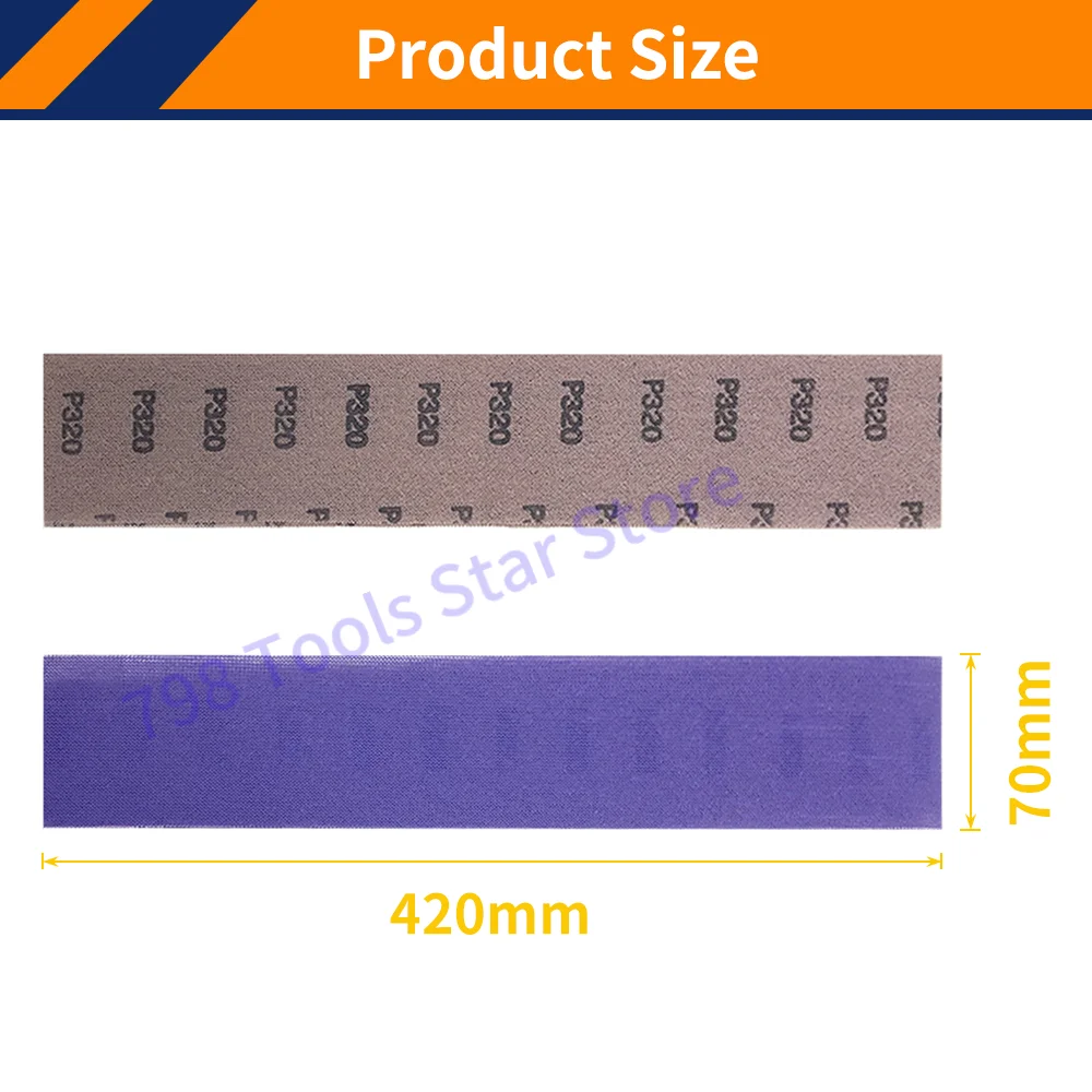 10PCS 70x420mm Purple Ceramic Mesh Sandpaper,70x420mm Hook & Loop Mesh Sanding Discs for Automotive,Wood,Drywall,Metal Polishing