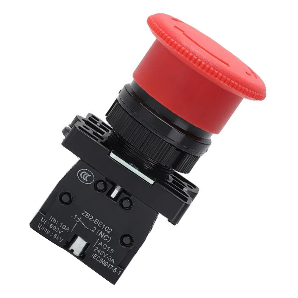 Red Mushroom Push Button Switch XB2 ES442 22mm 1NC Latching Stop For Industrial Machine Control Panel Electrical