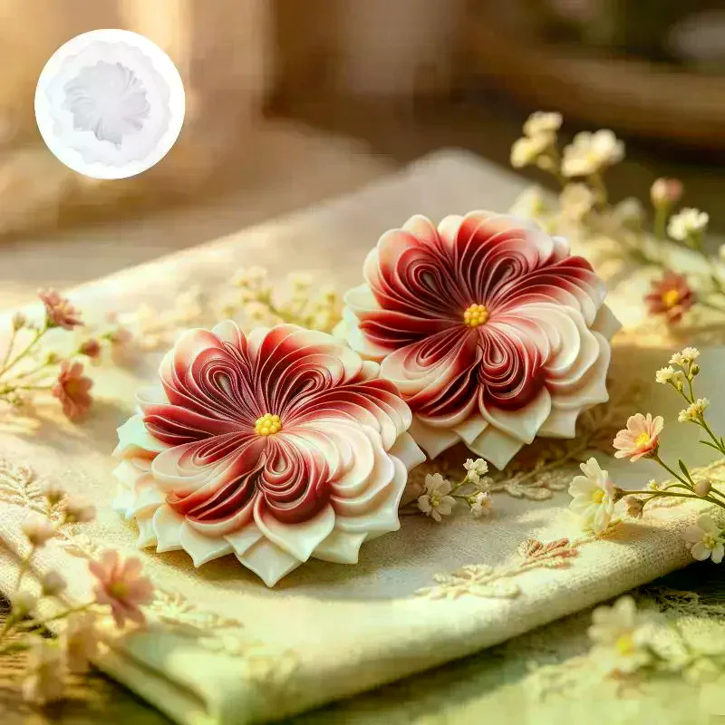 Cavity 3D Dahlia Flower Silicone Mold Crafts High-Temp Resistant Non-Stick Mold With Blooming Dahlia Easy Clean