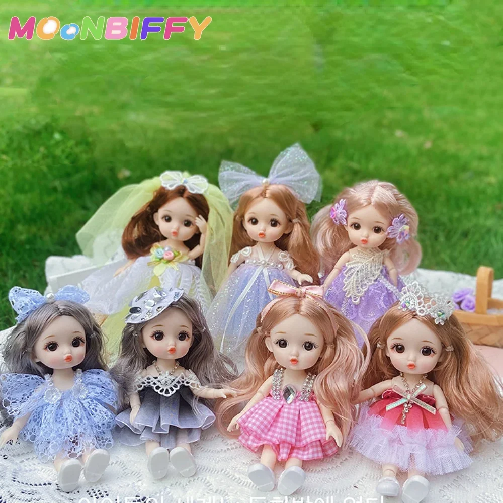 17cm Cute Fashion Doll for Girls Children's Princess Toys Kids Birthday Gift Set Children's Princess Play House Princess Dolls