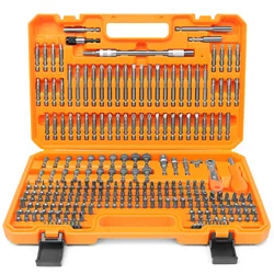 258 piece screwdriver head set, chrome vanadium steel screwdriver head assembly, including safety drill bit, nut