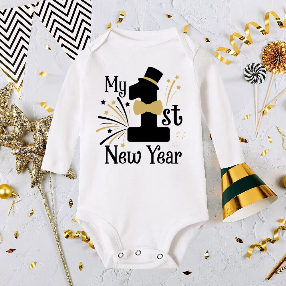 My 1st New Year Baby Boy Girl Long Sleeve Romper Fashion Casual Robe Ropa Newborn Baby Bodysuit New Year Holiday Best Gift