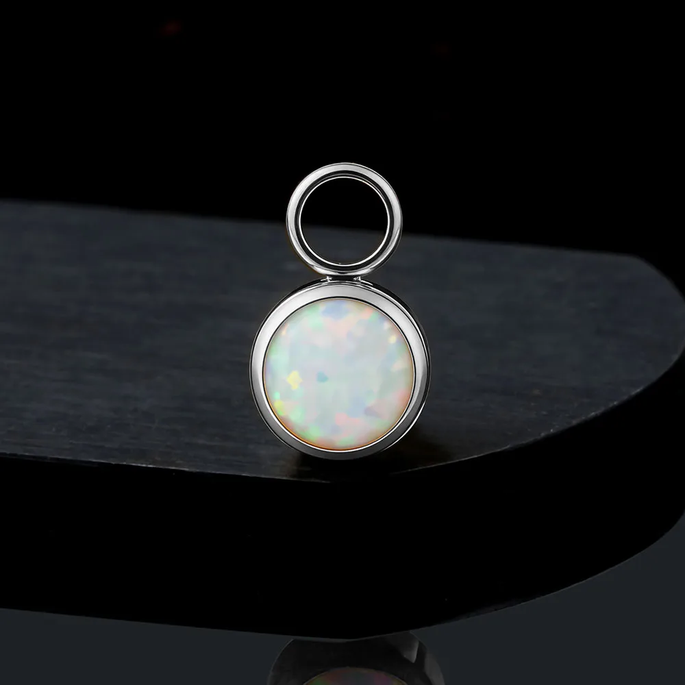 Right Grand ASTM F136 Titanium Opal Moonstone Earring Charm for Huggie Hoop Helix Cartilage Clicker Earlobe Piercing Jewelry