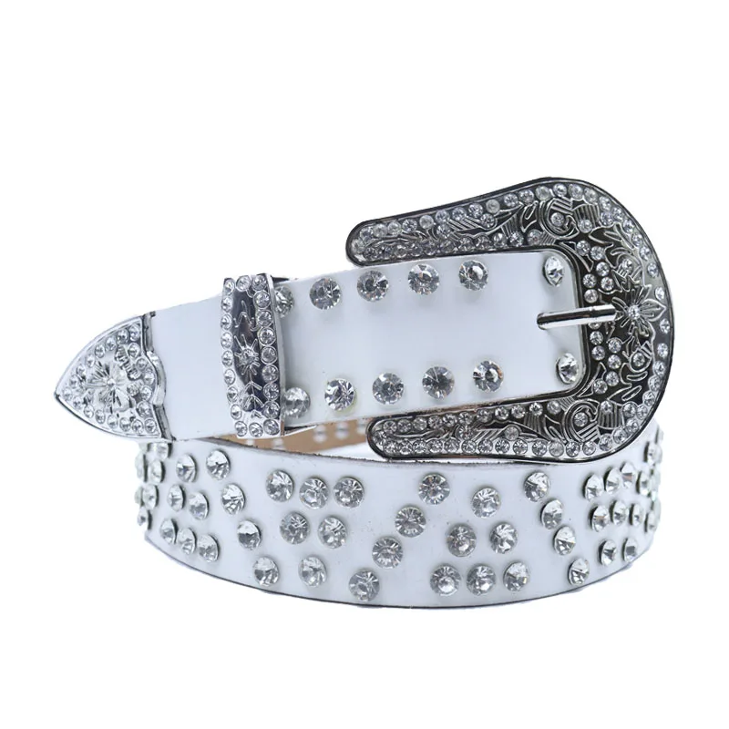 Punk Mens Belts Western Cowboy BB PU Leather Women's Belt Y2K Diamond Rhinestone Womens Dresses Belt