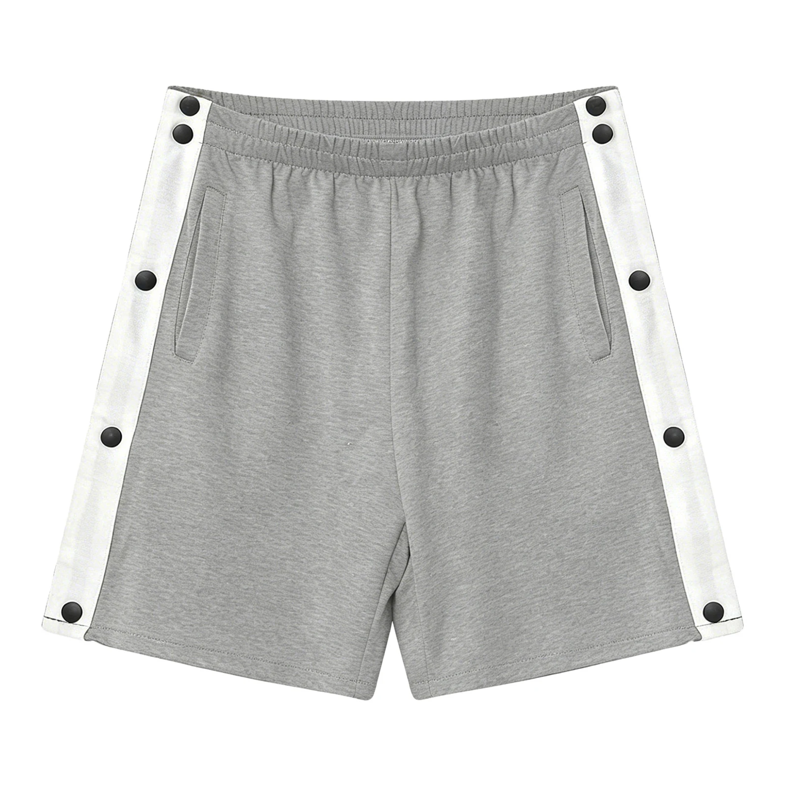 Mens Tear-away Athletic Shorts Sides Pressing Buttons Easy-to-wear Elastic Waistband Boxer Shorts for Disabled Mobility Support
