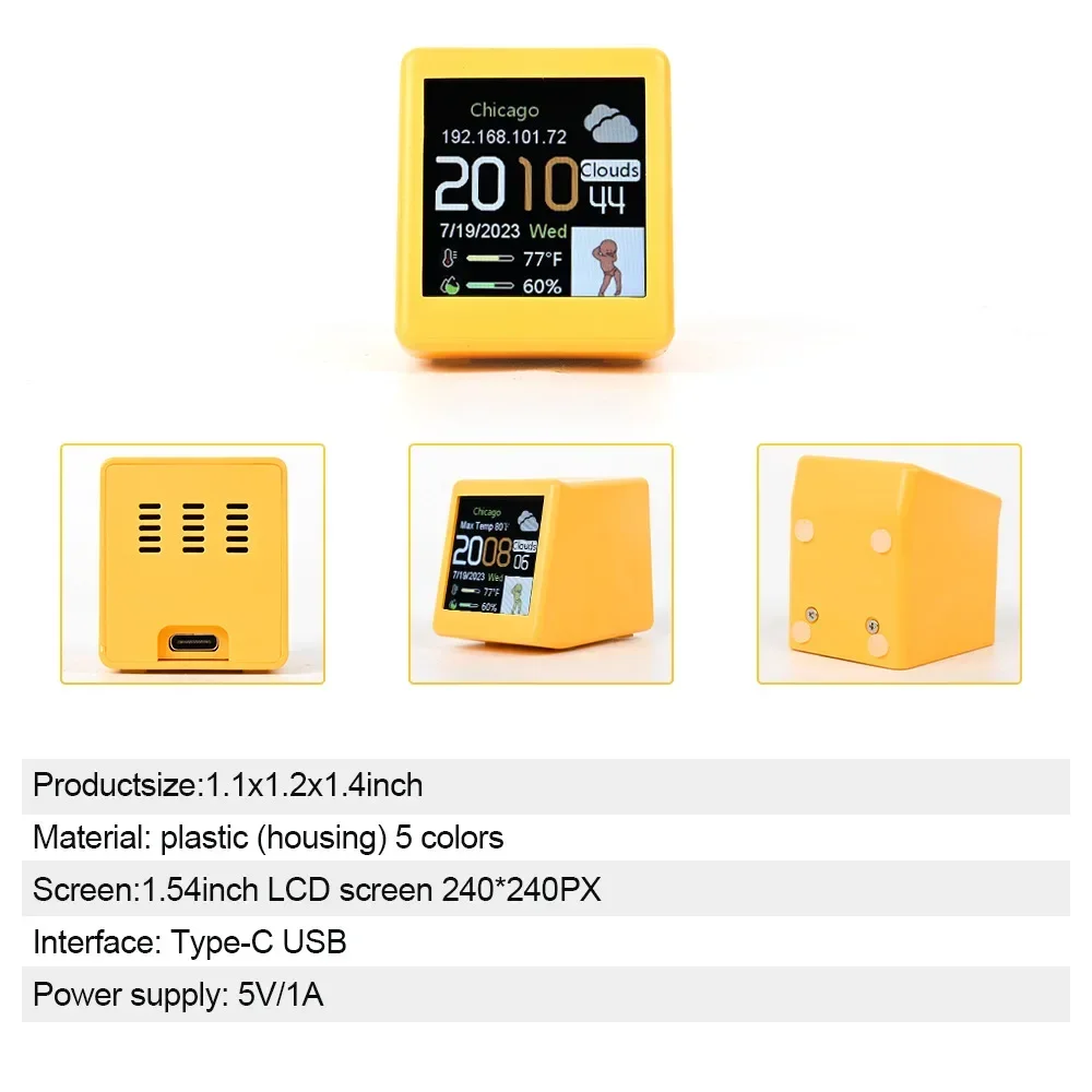 Smart Weather Clock WIFI Weather Station Translucent Bitcoin Monitoring Desktop Creative Digital Ornaments Desktop Clock