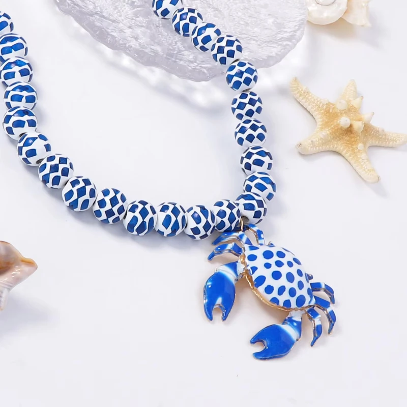 

2025 New Summer Beach crab Animal Pendant Necklace for Women Ocean Style Beach Holiday Party Jewelry Accessories