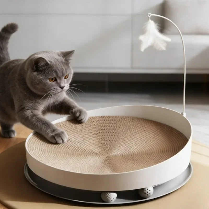 3-in-1 Round Cat Scratcher Bed Wear-Resistant No-Debris Claw Grinding Toy Summer Durable Scratching Pad Interactive Kitten JJ167