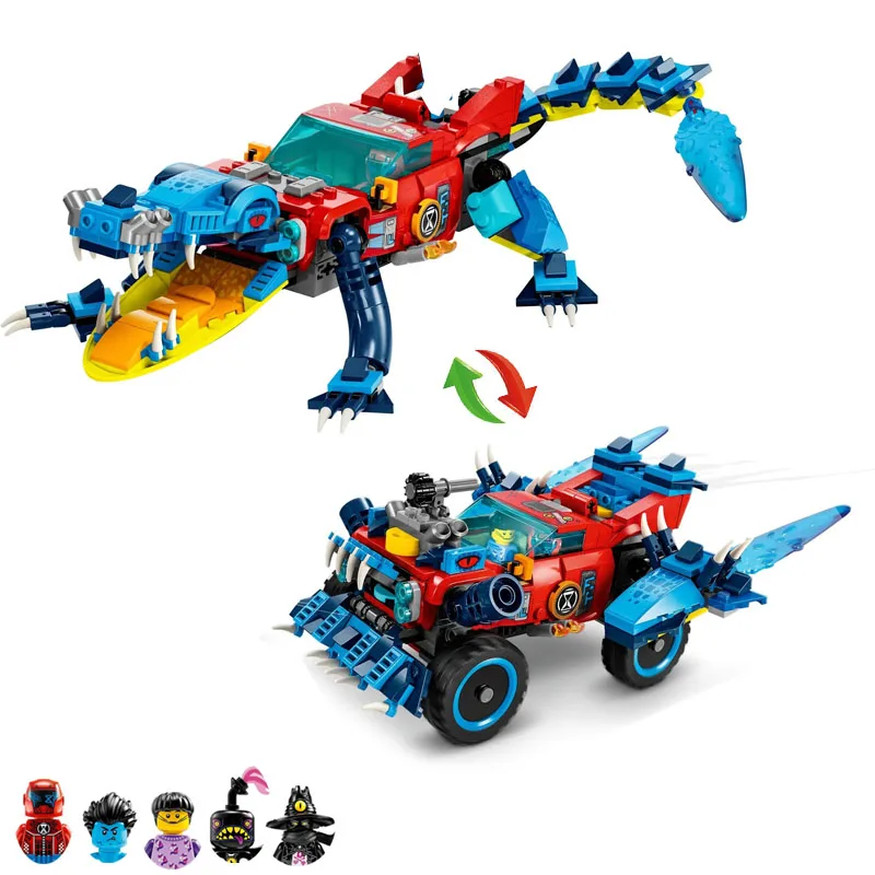 494PCS Dream Series Crocodile Car Building Blocks 71458 With Figures Construction Bricks Set Toys Gift For Children Kids