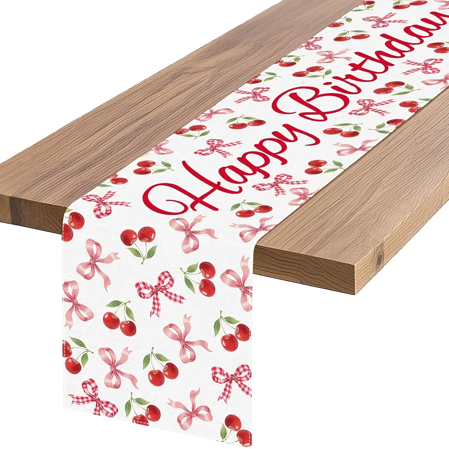 1 Piece Cherry Bomb Bow Pattern Table Runner, Suitable for Farmhouse, Indoor, Kitchen, Celebrations, Table Decoration, Restaurant and Banquet Decoration Supplies